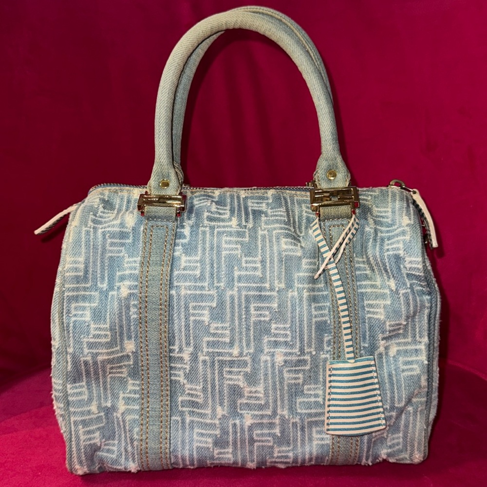 Fendi distressed denim Boston speedy satchel purse - Picture 16 of 16